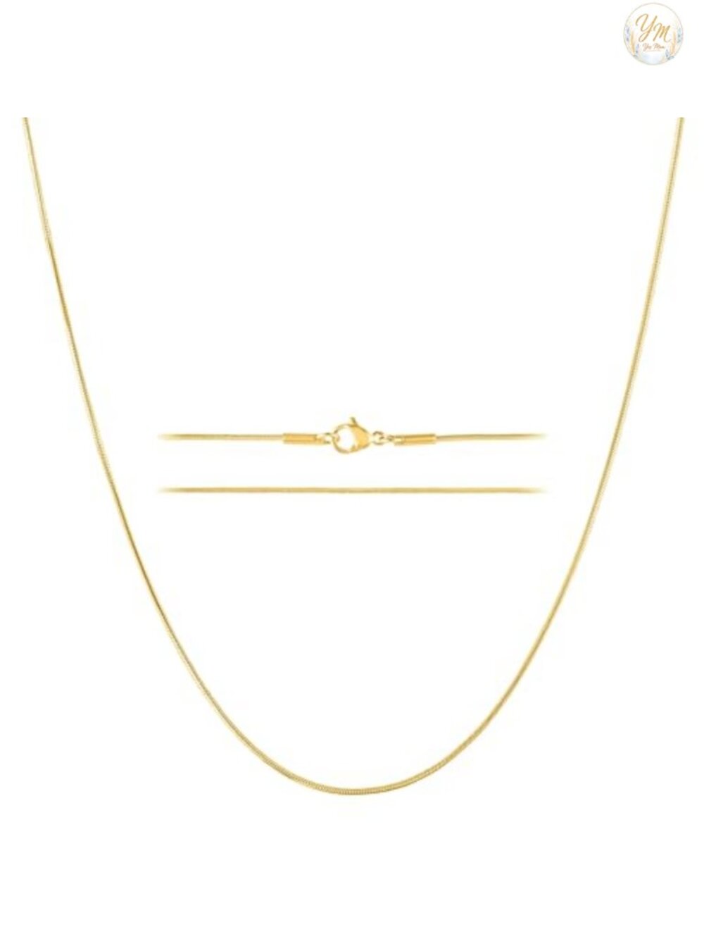 24K Gold Plated Stainless Steel Snake Chain Necklace for Women Waterproof